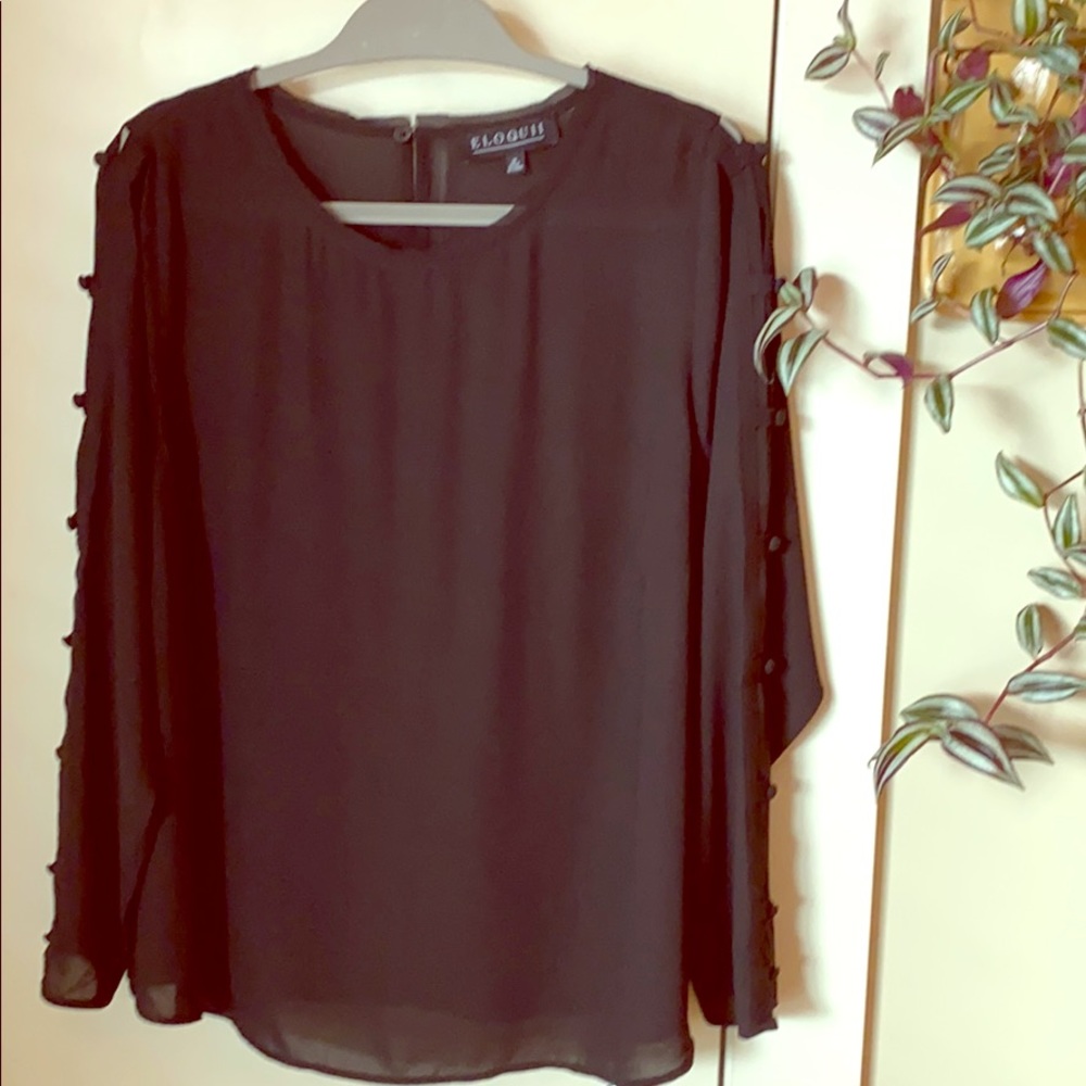 Eloquii S18 Black Chiffon Top